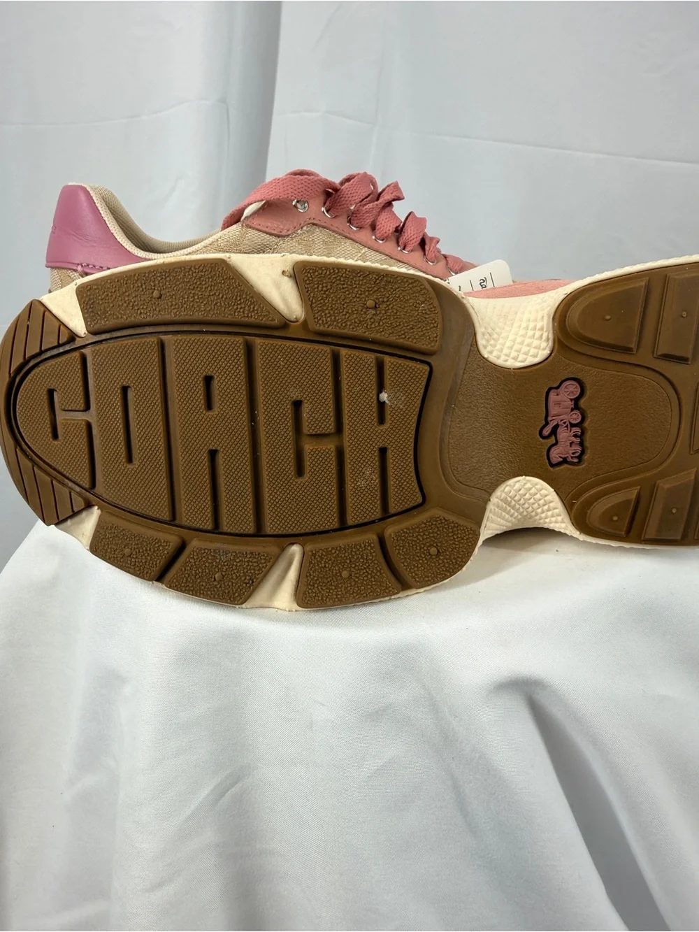 Coach Pink & Tan Women's Signature Lace-Up Sneakers